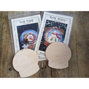 2 Plum Purdy Christmas Holiday Wood Ornament Kits Tole Painting
